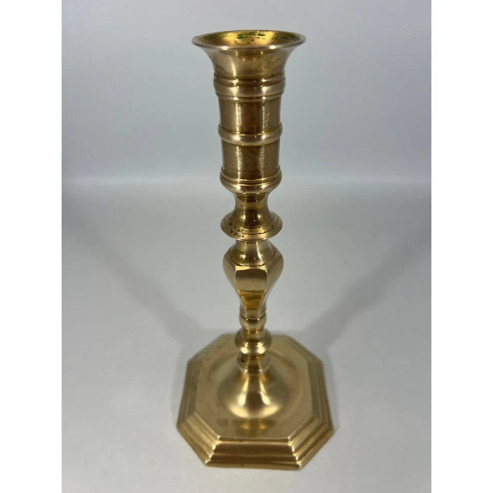 Vintage Solid Brass Candlestick Holders Set‎ of 2 Octagon and Twisted Stem